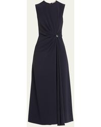 Lela Rose - Gathered Midi Dress With Button - Lyst