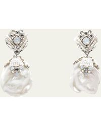Ranjana Khan - Crystal And Mother-of-pearl Embellished Baroque Pearl Earrings - Lyst