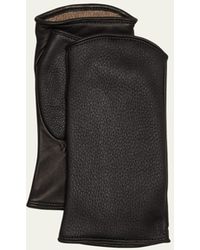 Agnelle - Leather & Cashmere Fingerless Gloves - Lyst