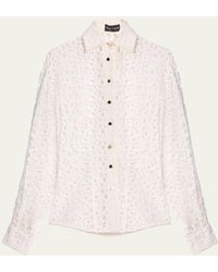 Sergio Hudson - Eyelet Darted Button-front Top - Lyst