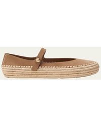 Loewe - X Paula's Ibiza Rio Suede Mary Jane Espadrille Flats - Lyst