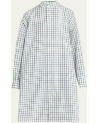 Eskandar - Wide A-line Collarless Shirt (very Long Length) With Slits - Lyst