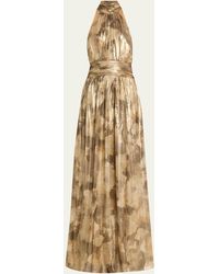 Ramy Brook - Ainsley Metallic Blurred Floral-print Halter Maxi Dress - Lyst