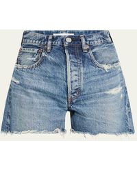 Moussy - Manhasset Distressed Denim Shorts - Lyst