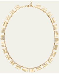 Ileana Makri - 18k Yellow Gold Grass Sunny Leaves Necklace With Light Brown Diamonds - Lyst