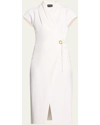 Giorgio Armani - Silk Wrap Midi Dress With Tie Detail - Lyst
