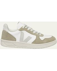 Veja - V-10 Mixed Leather Low-top Sneakers - Lyst