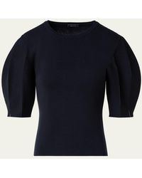 Akris - Silk Cotton Knit With Volume Puff Sleeves - Lyst