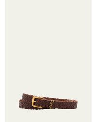 Saint Laurent - Braided Leather Roller-Buckle Belt - Lyst