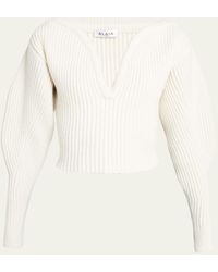 Alaïa - Ribbed Sweetheart-neck Wool-cashmere Sweater - Lyst
