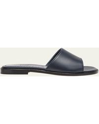 Manolo Blahnik - Safinanu Leather Flat Slide Sandals - Lyst