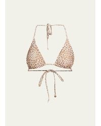 Ramy Brook - Nikoleta Leopard Triangle Bikini Top - Lyst