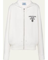 Prada - Cashmere Zip-up Sweatshirt With Logo Detail - Lyst