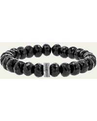 Sheryl Lowe - Spinel Bead Bracelet With Silver And Black Diamond Rondelle Cluster - Lyst