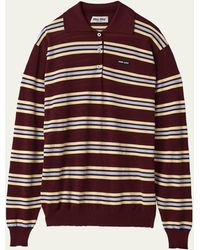 Miu Miu - Stripe Knit Polo Sweater - Lyst