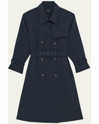 Theory - Double-breasted Wool-blend Trench Coat - Lyst