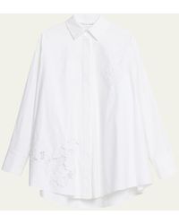 Oscar de la Renta - Gardenia Threadwork Embroidered Cotton Tunic Blouse - Lyst