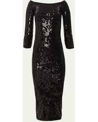 Carolina Herrera - Sequined Knit Midi Dress - Lyst