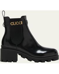 Gucci - Trip Leather Logo-strap Chelsea Boots - Lyst