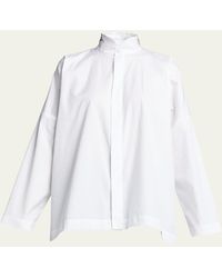 Eskandar - Wide Longer-back Double Stand Collar Shirt (mid Plus Length) - Lyst
