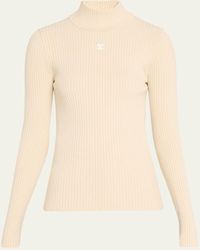 Courreges - Logo Mock-neck Rib-knit Sweater - Lyst