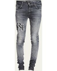 Amiri - Faded Skinny Jeans With Staggered Logo - Lyst
