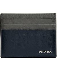 Prada - Bicolor Saffiano Leather Card Holder - Lyst