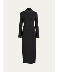 Alaïa - Wool Crepe Double-Breasted Tailored Coat - Lyst
