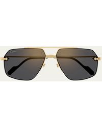 Cartier - Ct0426sm Metal Aviator Sunglasses - Lyst