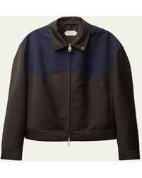 Versace - Colorblocked Wool/Mohair Zip-Up Blouson Jacket - Lyst