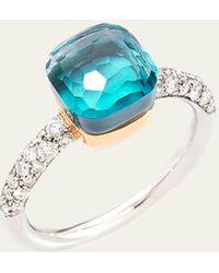 Pomellato - Nudo Deep Blue Petite 18k Gold Sky Blue Topaz Agate And Diamond Ring - Lyst
