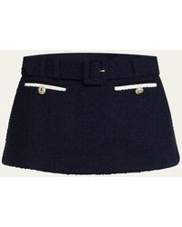 Self-Portrait - Belted Boucle Skort - Lyst
