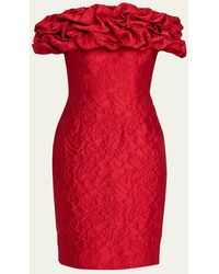 Teri Jon - Off-Shoulder Textured Jacquard Dress - Lyst
