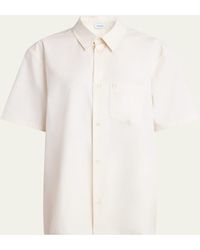 Ferragamo - Silk Canvas Short-Sleeve Button-Down Shirt - Lyst