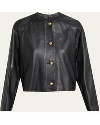 Max Mara - Raglan-Sleeve Leather Single-Breasted Jacket - Lyst