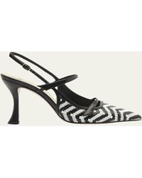 Alexandre Birman - 85Mm Tita Zig-Zag Raffia Slingback Pumps - Lyst