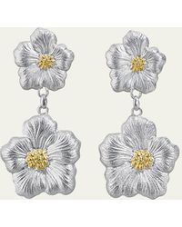 Buccellati - Blossoms Gardenia Sterling Silver And 18k Yellow Gold Pendant Earrings - Lyst