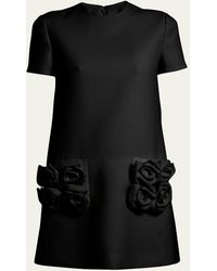 Valentino Garavani - Crepe Couture Mini Dress With Floral Applique Details - Lyst