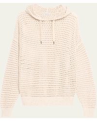 Brunello Cucinelli - Open-knit Hoodie Sweater - Lyst