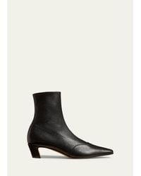 KHAITE - Nevada Stretch Leather Ankle Booties - Lyst