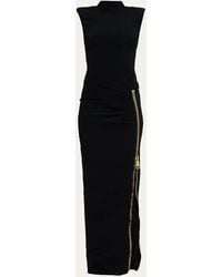 Balmain - Mock-Neck Zip Slit Sleeveless Gown - Lyst