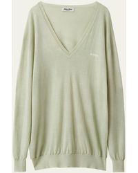 Miu Miu - Oversized V-neck Cashmere Sweater - Lyst