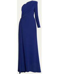 Alexander McQueen - Crepe One-shoulder Gown With Draped Detail - Lyst