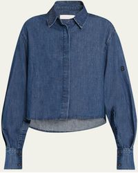Jonathan Simkhai - Renata Cropped Button-front Cotton Chambray Shirt - Lyst