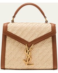 Saint Laurent - Cassandra Mini Ysl Top-handle Crossbody Bag In Raffia And Leather - Lyst