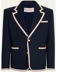 Valentino Garavani - Vlogo Contrast-Trim Blazer - Lyst