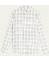Brioni - Cotton-linen Plaid Sport Shirt - Lyst