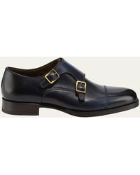 Tom Ford - Burnished Double-monk Leather Loafers - Lyst