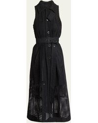 Sacai - Cutout Lace Belted Sleeveless Coat Dress - Lyst