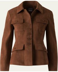 Akris - Delia Suede Single-Breasted Utility Jacket - Lyst